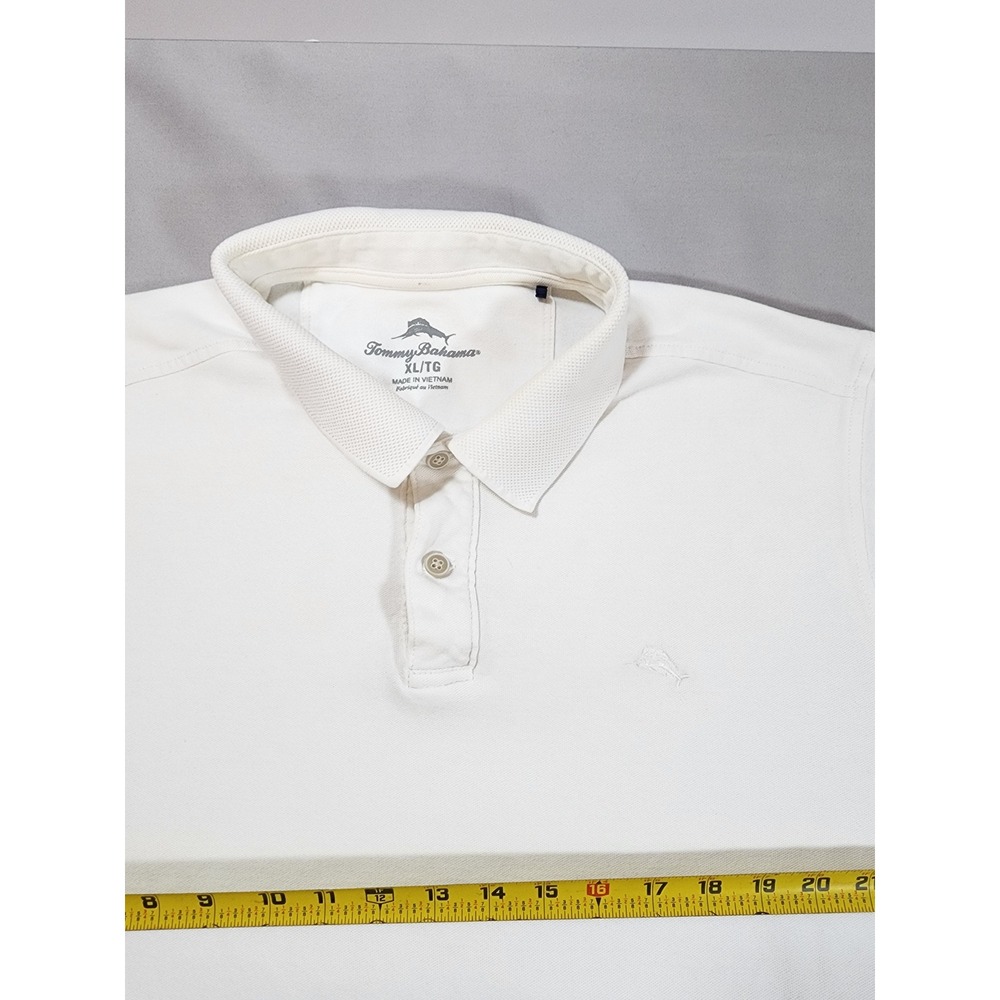 Tommy Bahama Mens XL White Pique Short Sleeve Polo Shirt Marlin Logo Casual - Picture 10 of 14